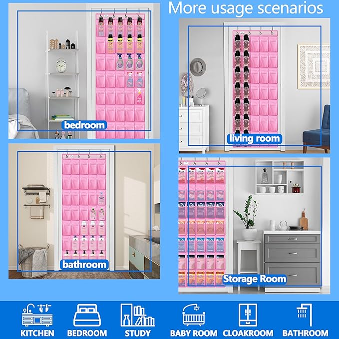over the door shoe organizer,2025 upgraded,35 Huge pockets,over door shoe organizer,Store size 13 shoes,shoe organizer,Strong
