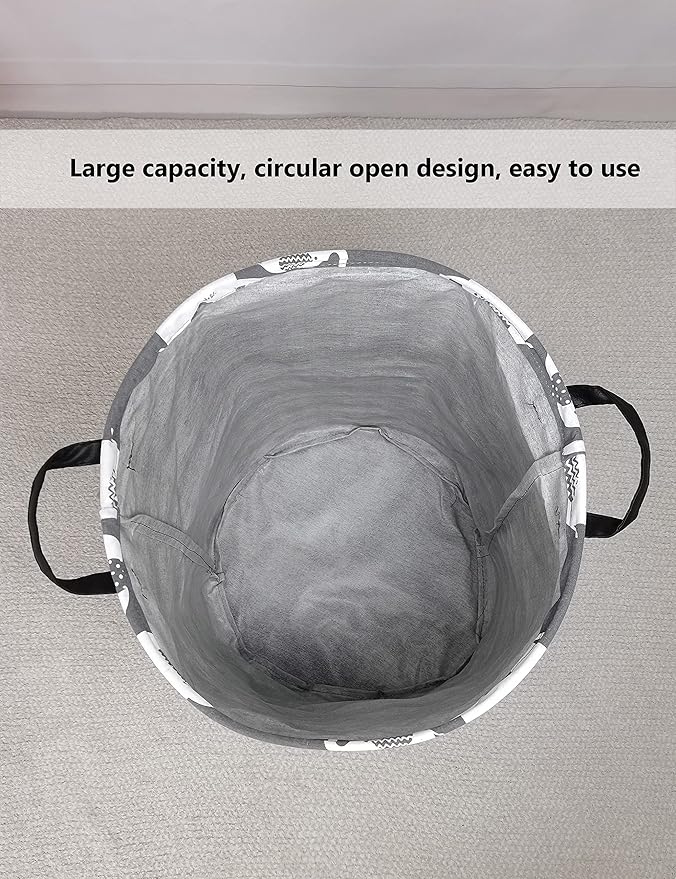QUEENLALA Large Storage Basket,Laundry Hamper/Bathroom/Home Decor/Collapsible Round Storage Bin,Boys and Girls Hamper/Boxes/C