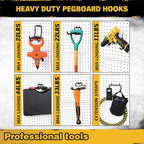 ELEAD 12-Piece Pegboard Hooks with Extension Straps, Heavy Duty Organizer Pegboard Accessories Fit for 1/4" Pegboard, Peg Boa