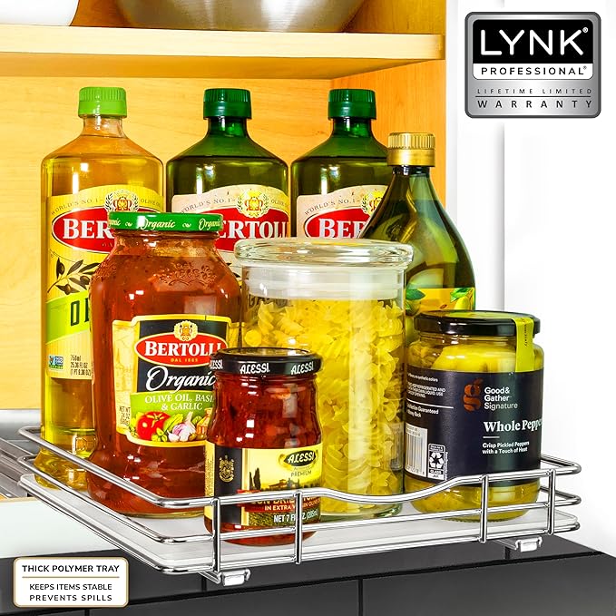 LYNK PROFESSIONAL® Pull Out Spice Organization for Cabinets - 10-3/8 inch Wide – Spice Rack for Inside Cabinets, Slide Out Sp