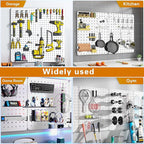 Peg Board, 68PCS Heavy Duty Metal Pegboard with Hooks, 4 Pack White Peg Board Panels, 50lbs Load Capacity Each, Pegboard Wall