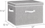 StorageWorks Fabric Storage Bins with Lid, Decorative Storage Boxes for Shelves, Stackable Closet Organizer Basket with Handl