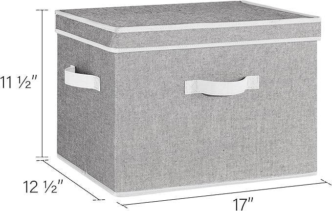 StorageWorks Fabric Storage Bins with Lid, Decorative Storage Boxes for Shelves, Stackable Closet Organizer Basket with Handl
