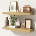 24 Inch Floating Shelves | 6.5 Inch Deep Oak Floating Shelves Set of 2 | 24" W x 6.5" D Rustic Oak Shelves with Invisible Bra