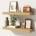 24 Inch Floating Shelves | 6.5 Inch Deep Oak Floating Shelves Set of 2 | 24" W x 6.5" D Rustic Oak Shelves with Invisible Bra