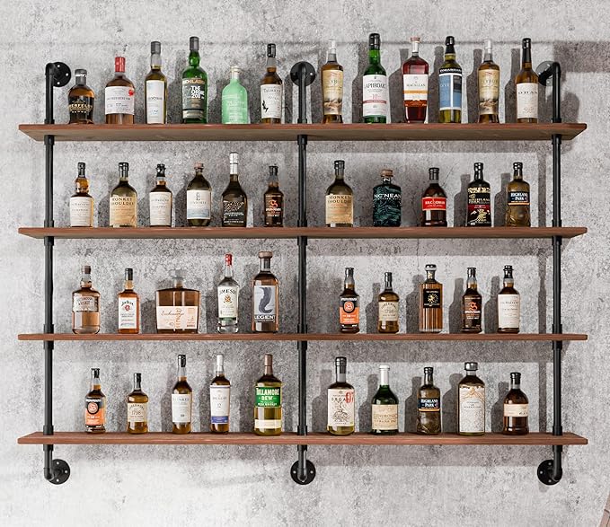 Floating Shelves for Wall Bookshelf Industrial Pipe Shelving Shelves 60 Inch Natural Wood Planks Rustic Wall Shelves Hanging 