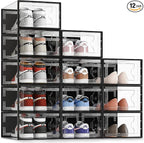 SEE SRPING XX-Large Shoe Storage Box Fit Size 14, Clear Plastic Stackable Shoe Organizer for Closet, Shoe Rack Sneaker Contai