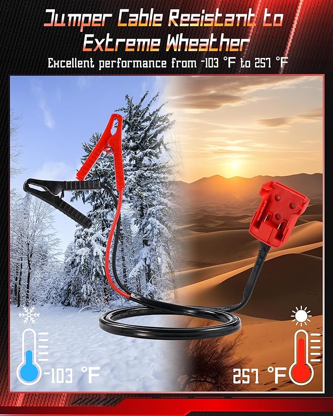 Upgraded Backup Emergency Kit, Jumper Starter Cable Clamps for 18V, 8AWG Auto Battery Automotive Booster Cables Power Tool Line (Battery not Included)