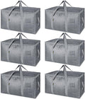 BALEINE 6-Pack Oversized Moving Bags with Reinforced Handles, Heavy-Duty Storage Tote for Clothes, Moving Supplies (Winter Gr