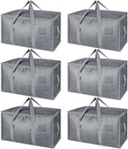 BALEINE 6-Pack Oversized Moving Bags with Reinforced Handles, Heavy-Duty Storage Tote for Clothes, Moving Supplies (Winter Gr