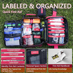 Advanced First Aid Kit, Comprehensive Trauma First Aid Kits with Labelled Compartments for Cars, Home, Office, Backpacking, C