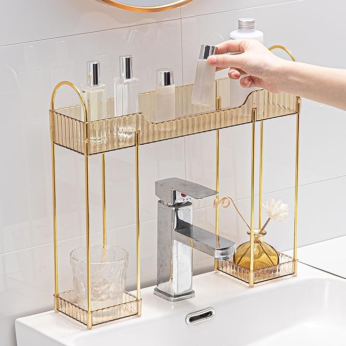 YCIA&DONE Bathroom Countertop Organizer Over The Faucet, Narrow Counter Organizers Above Sink, Table Mounted Faucet Sink Shel