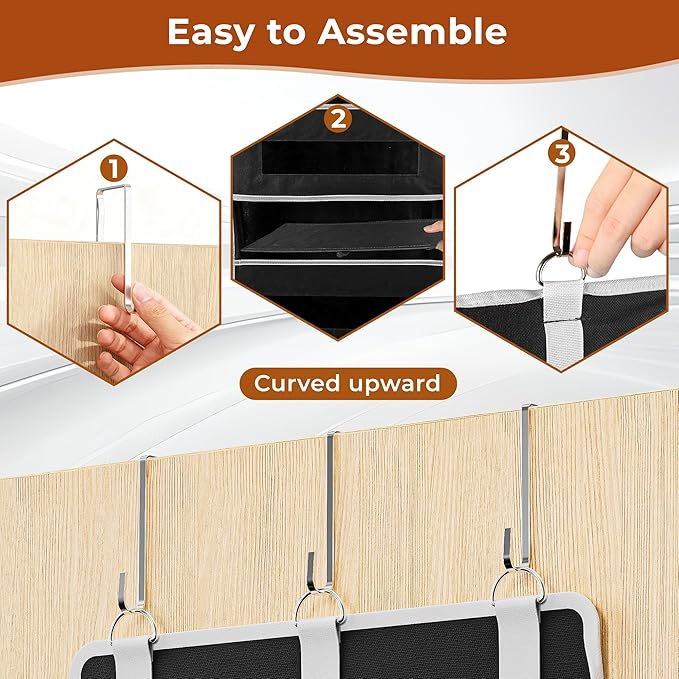 5 Tier Over The Door Organizer - Large Capacity Behind Door Hanging Shelves with 10 Mesh Pockets and Clear Windows, Closet Or