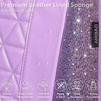 CAR PASS Light Purple Bling Diamond Leather Car Seat Covers Full Sets, Waterproof Shining Glitter Sparkly Crystal Universal A
