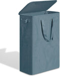 efluky Slim Laundry Basket with Lid, Narrow Laundry Hamper with Handles, Collapsible Dirty Clothes Hamper, Tall Laundry Bin f