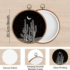 KSDUT Black Cactus Wall Art Decor - Western Wall Art Canvas Frame Hanging Prints, Vintage Southwestern Desert Eclectic Round 