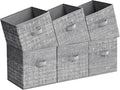 SONGMICS Storage Cubes, 11.8-Inch Non-Woven Fabric Bins with Double Handles, Set of 6, Closet Organizers for Shelves, Foldabl