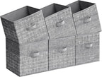 SONGMICS Storage Cubes, 11.8-Inch Non-Woven Fabric Bins with Double Handles, Set of 6, Closet Organizers for Shelves, Foldabl