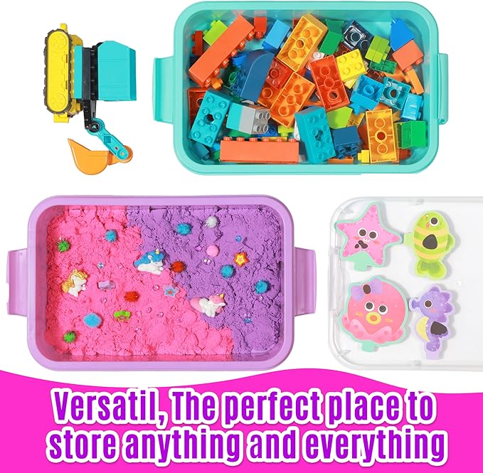 Carolart 3 Pack,Empty Sensory Bin,13.5 Inch Storage Container,Portable Plastic Storage Bins, Stackable Play Tray for toys,art