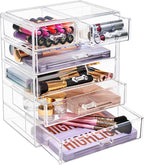 Sorbus Acrylic Makeup Organizer Set, 6-Drawer Vanity & Countertop Cosmetic Storage with Small & Wide Drawers, Clear Makeup St