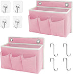 2-Pack Wall Hanging Organizer Bag/Hanging Baskets with Large Mesh Compartment & 3 Pockets，Over the Door Hanging Organizer Spa