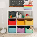 OrganiHaus Red Rainbow Basket - Colorful Woven Storage Basket for Playroom, Nursery & Classroom Decor & Toy Storage, 15x9x10