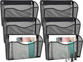 EASEPRES 6 Single Pocket Mesh Hanging File Organizer, Vertical Wall Mounted Magazine File Holder, Mount Basket Mail Paper Doc