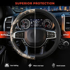 Steering Wheel Cover for Dodge Ram 1500 2500 3500 2012-2026, Fit 15.5-16" Wheels (Black)