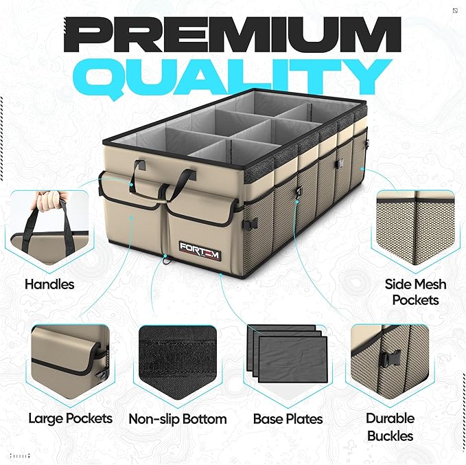 FORTEM Trunk Organizer For SUV Car Trunk Organizer, Foldable Storage, Car Accessories for Women Men, Collapsible Bag, Perfect C