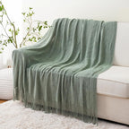 BATTILO HOME Sage Green Throw Blanket for Couch, Sage Green Decor, Knit Throw Blankets for Bed, Spring Throw Blanket Light Bl