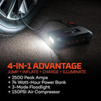 NEBO Assist Air 2500XP+ Jump Starter and Air Compressor | 4-in-1 2500 Amps Car Jump Starter, Air Compressor 150 PSI,