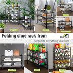 BMOSU 3-Tier Bamboo Shoe Rack Premium Stackable Shoe Shelf Storage Organizer for Hallway Closet Living Room Entryway Organize