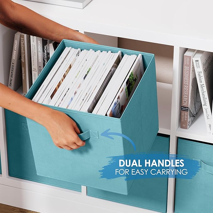Storage Cubes Pack Of 8 - Standard Size Cube Storage Bin 10.5x10.5x11 With Dual Handles For Easy Carrying- Fabric Storage Bin