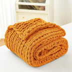 Admitrack Chunky Knit Blanket Throw, 100% Hand Knit Chenille Throw Blanket for Sofa & Home Decor, Soft and Cozy Knitted Throw