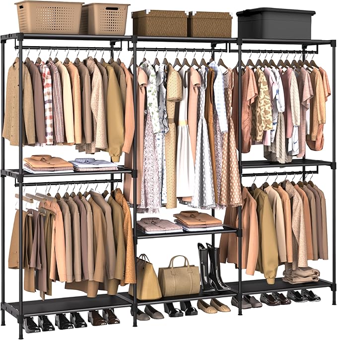 CASAMAYA Clothes Rack, Portable Closet, 80.7 Inch Extra Large Capacity Wardrobe Closet, Clothes Storage Organizer with Shelve