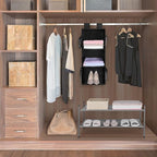 MAX Houser 3-Shelf Hanging Closet Organizer, Hanging Sweater Organizer, Foldable Hanging Shelves for Closet with 2 Velcro, Bl