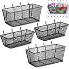 Sieral 4 Pcs Black Pegboard Baskets Metal Wire Shelf Baskets Peg Board Organizer Accessories Wall Mount Organizer Attachments