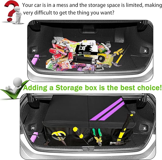 YOSRTER for Dodge Charger Durango Challenger Ram Car Trunk Organizer Collapsible Storage Box with Handle Foldable Lid Non