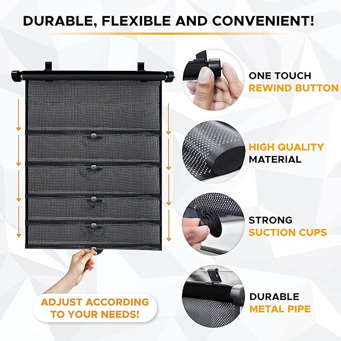EcoNour Car Window Shades for Windows (2 Pack) | Shade Automotive Interior Sun Protection Large Offers Complete from UV Rays and Glare 18" x 20"