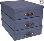 Bigso Oskar Canvas Fiberboard Document Letter Box | File Organizer Document Box for Important Paperwork | Document Storage Bo