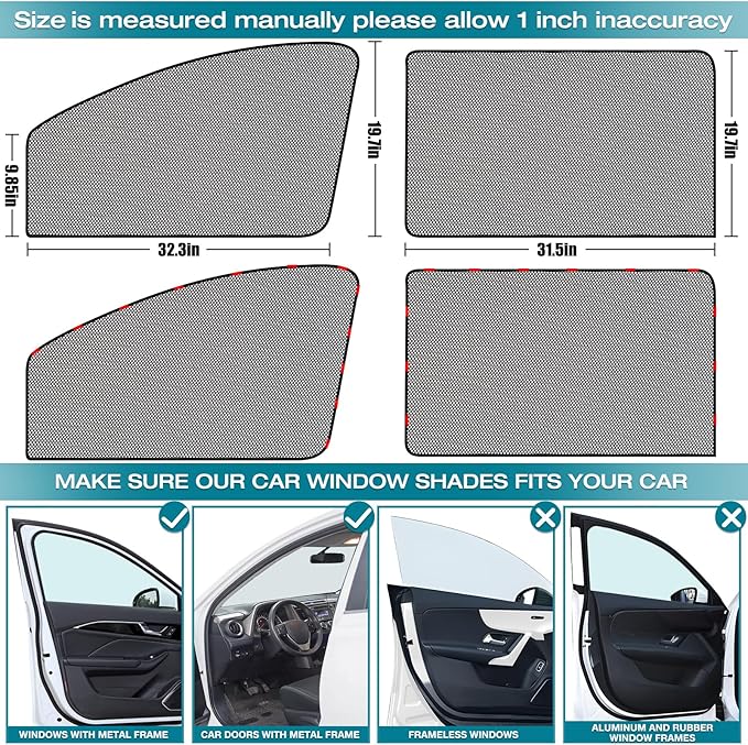 ZATOOTO Car Window Shade for Baby Car Sun Shade Side Window Breathable Mesh Sun Blocker for UV & Heat Glare Free Universal for Most Cars Easy Magnetic Installation Perfect for Camping Travel Napping