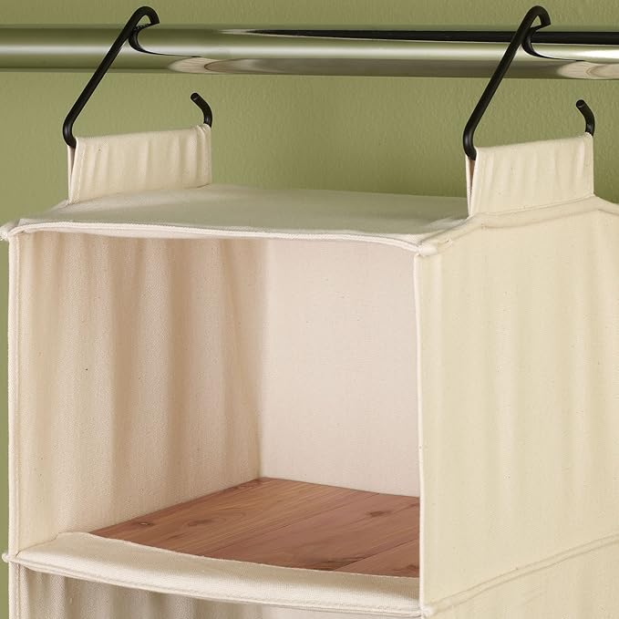 Household Essentials Cedarline 6-Shelf Hanging Closet Organizer, Heavy-Duty Cotton Canvas, Breathable, Versatile, Compact, Pe