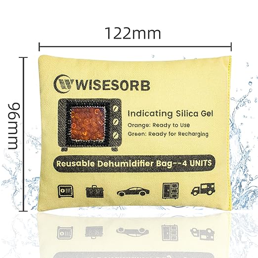 6 Pack 120G Reusable Silica Gel Desiccant Dehumidifier Bags, Color Indicating Moisture Absorbers for Car, Closet, Garage,