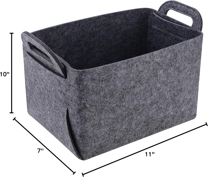 Minoisome Storage Basket Felt Storage Bin Collapsible& Convenient Box Organizer with Carry Handles for Office Bedroom Closet 