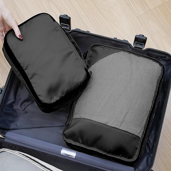 Toncoke 8-Piece Packing Cubes for Travel, Mesh Luggage Organizers with Shoe Bag, Toiletry Bag, Laundry Pouches, 4 Sizes (XL/L