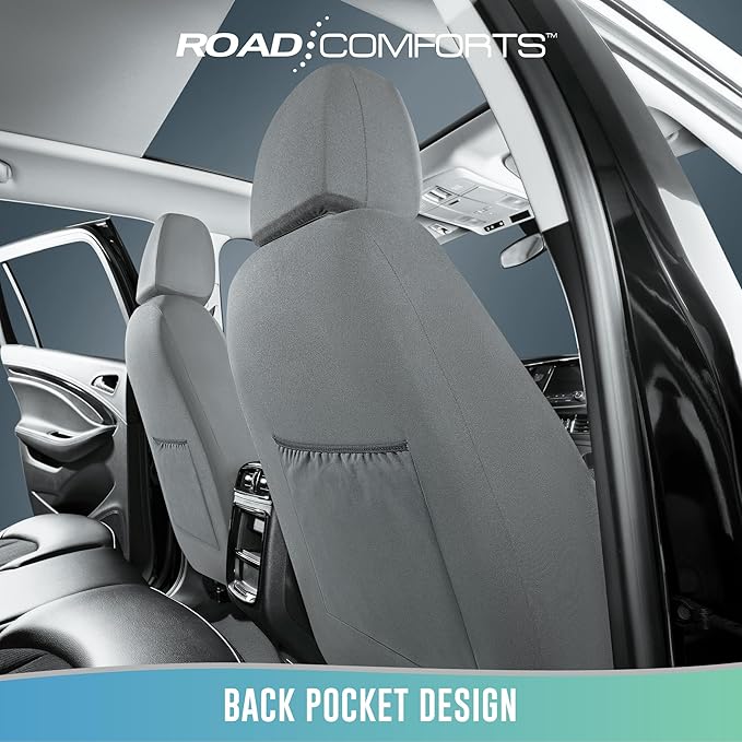 Road Comforts Full Set Leather Mesh Car Seat Cover - Front and Rear, Breathable & Stylish, Airbag Compatible, Universal Fit f