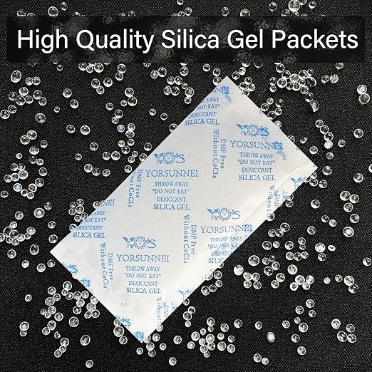 10 Gram Silica Gel Packets, Reusable Desiccant Packs for Storage, Rechargeable Moisture Absorber Food Grade Silica Gel Packs