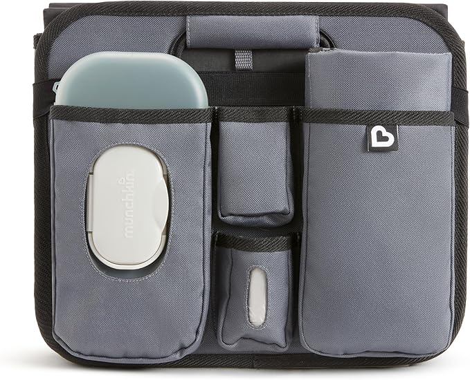 Munchkin Out-n-About Trunk Organizer for SUVs and Cars with Portable Changing Pad and Wet Baby Wipes for Diaper Changes On-the-Go, Collapsible, Grey