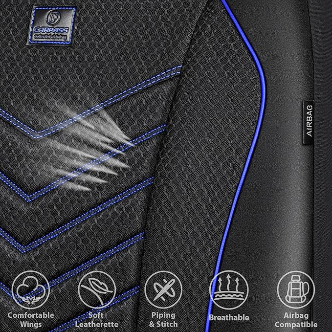CAR PASS 3D Foam Mesh Leather Car Seat Covers Front Seats, Breathable Front Seat Cover for Cars, Comfortable Universal Fit fo