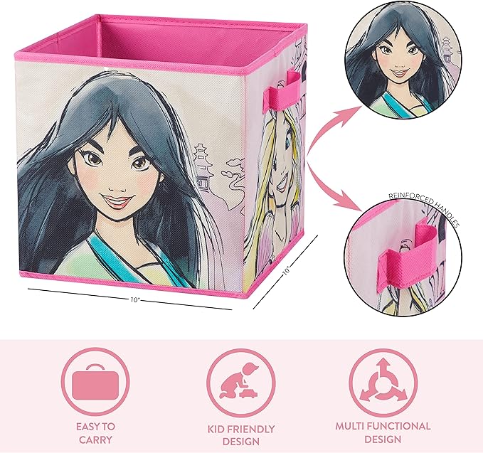 Disney Princess Collapsible Storage Cubes, Set of 2, 10"x10"